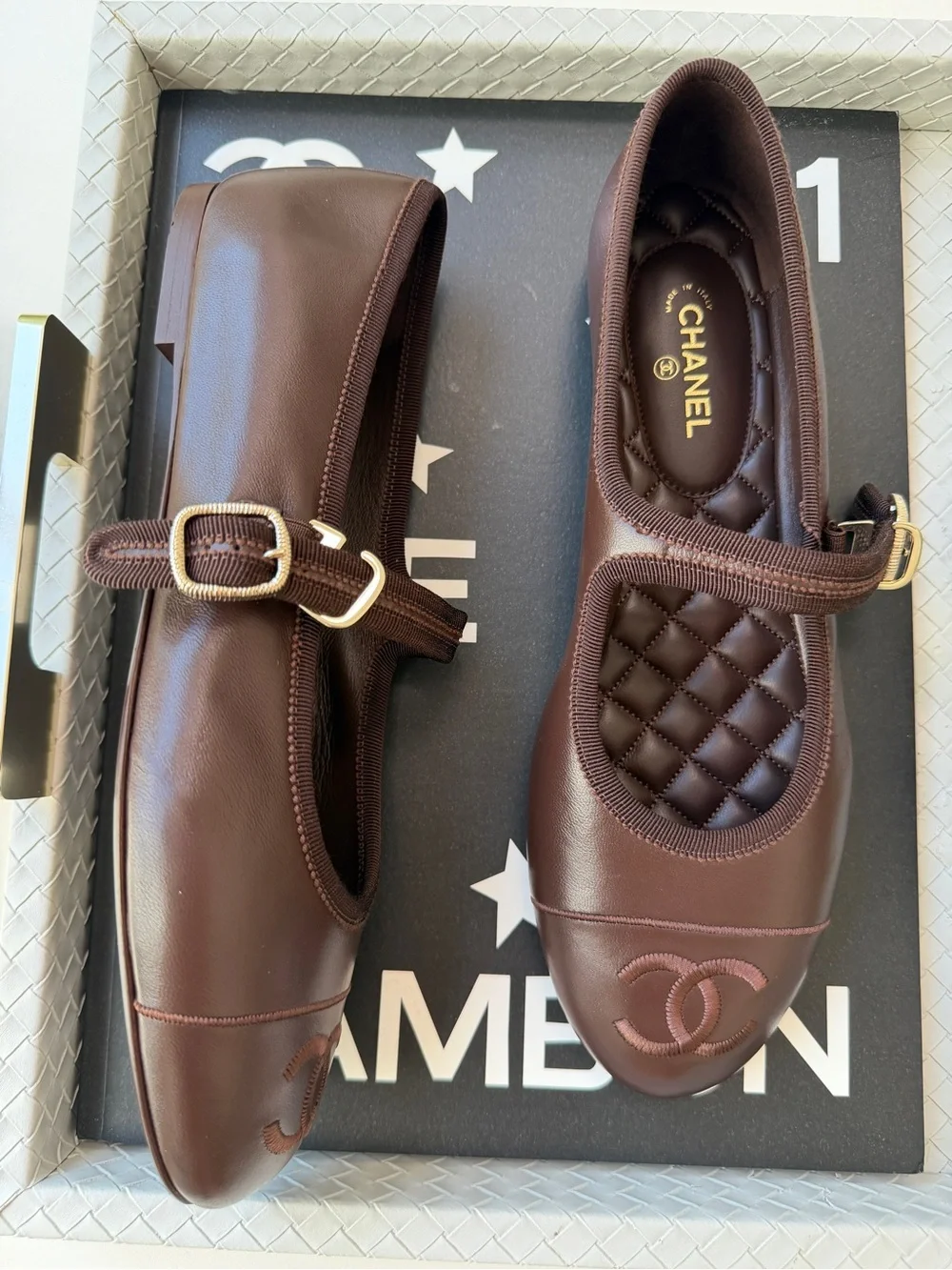 CHANEL brown leather